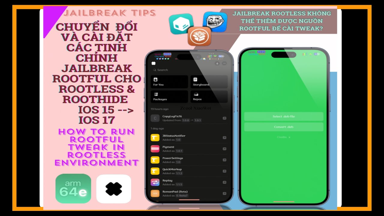 CONVERT TWEAK - CHUYỂN ĐỔI & CÀI ĐẶT TINH CHỈNH JAILBREAK ROOTFUL CHO JAILBREAK ROOTLESS VÀ ROOTHIDE