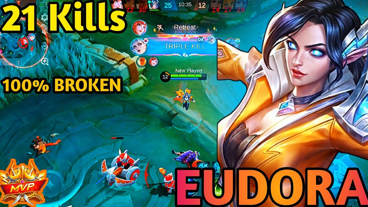 21 Kills DOMINATION!! Eudora No Death | INSANE Damage God Among Men MVP & Legendary | MLBB 5v5