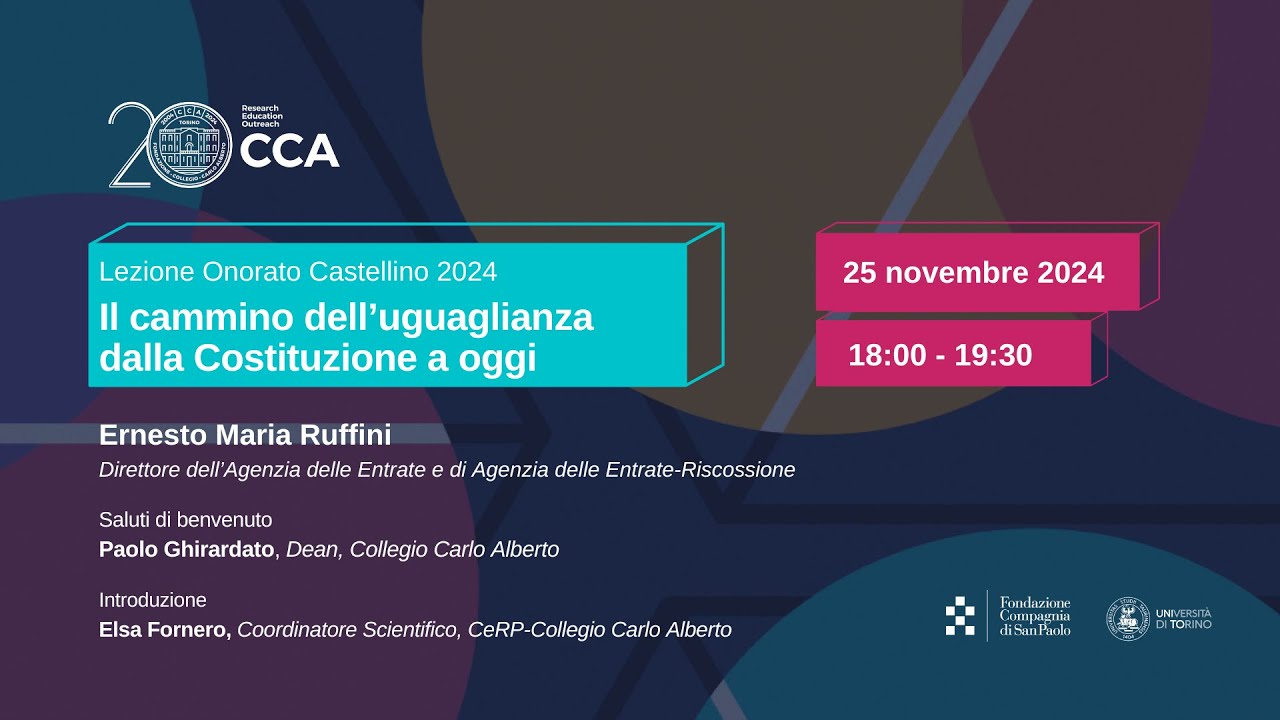 Lezione Onorato Castellino 2024: Ernesto Maria Ruffini - 25 Novembre 2024