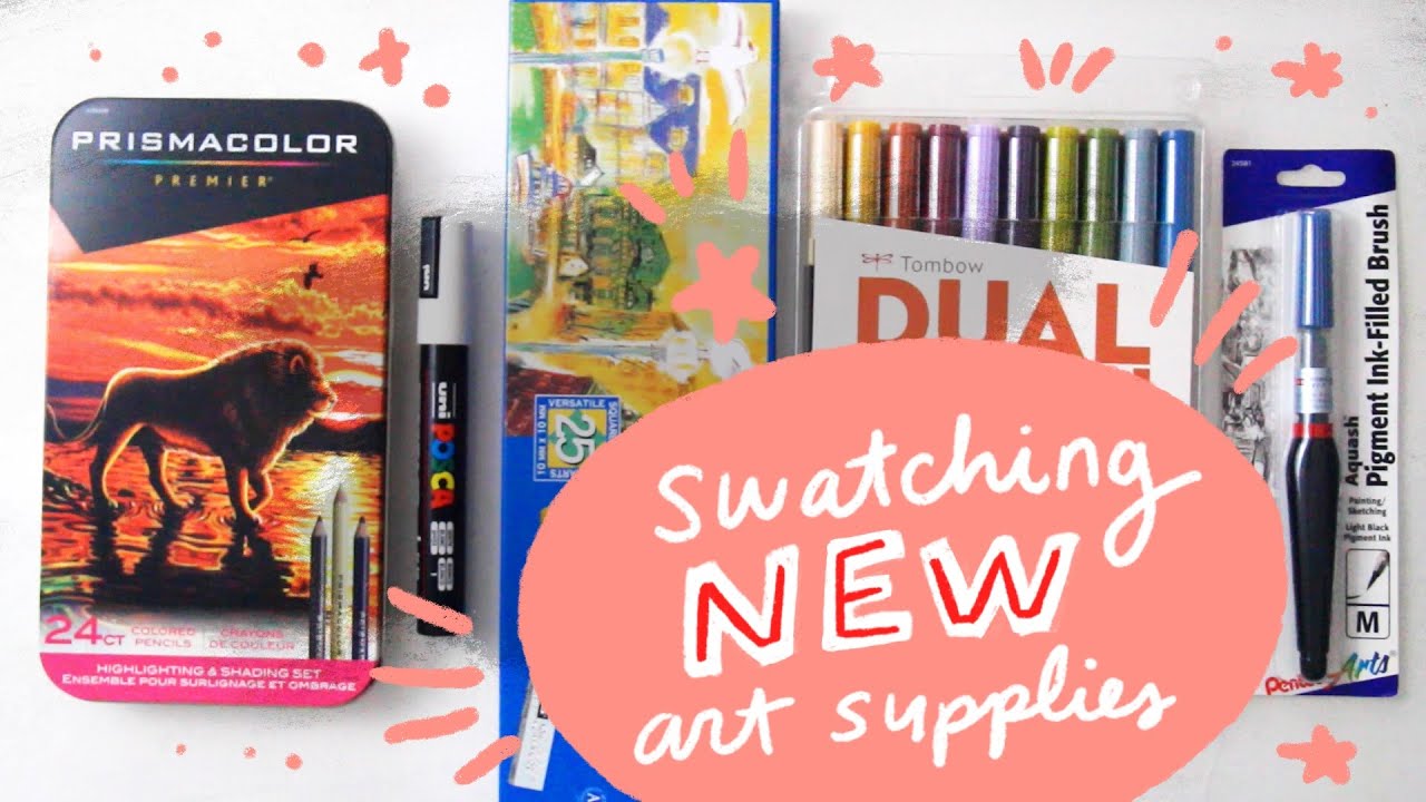 Swatching + Testing New Art Supplies | Draw with Me