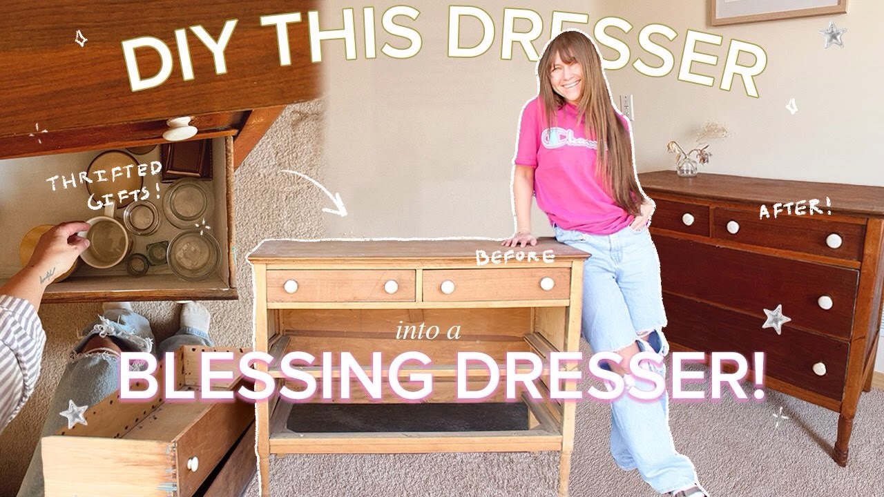 DIY our sad nursery dresser into a GIFT CLOSET 🚪🌼 (after 2 miscarriages) Fill with thrift finds!!