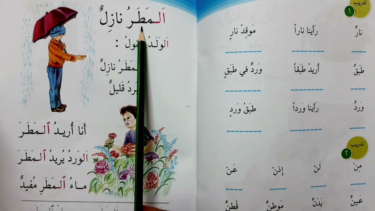 المطر نازل قراءة الصف الأول ابتدائي #قراءة الاول ابتدائي