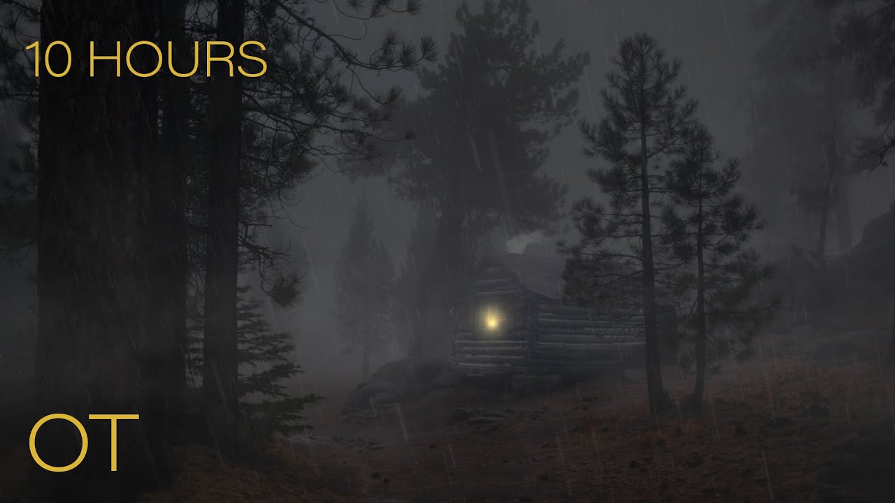 Stormy Night at a Secluded Cabin in the Woods | Thunder and rain sounds ambience | 10 HOURS