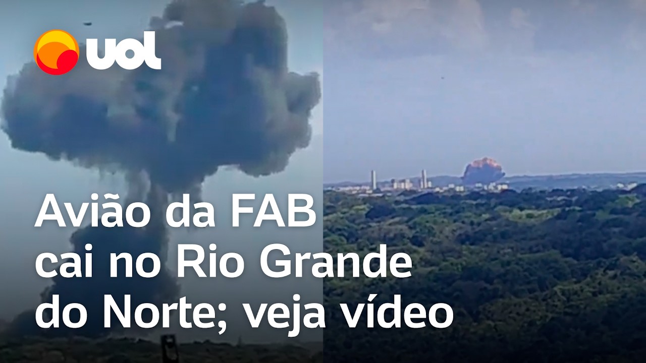 Avião caça da FAB cai na Grande Natal; vídeos mostram momento da queda e explosão de avião