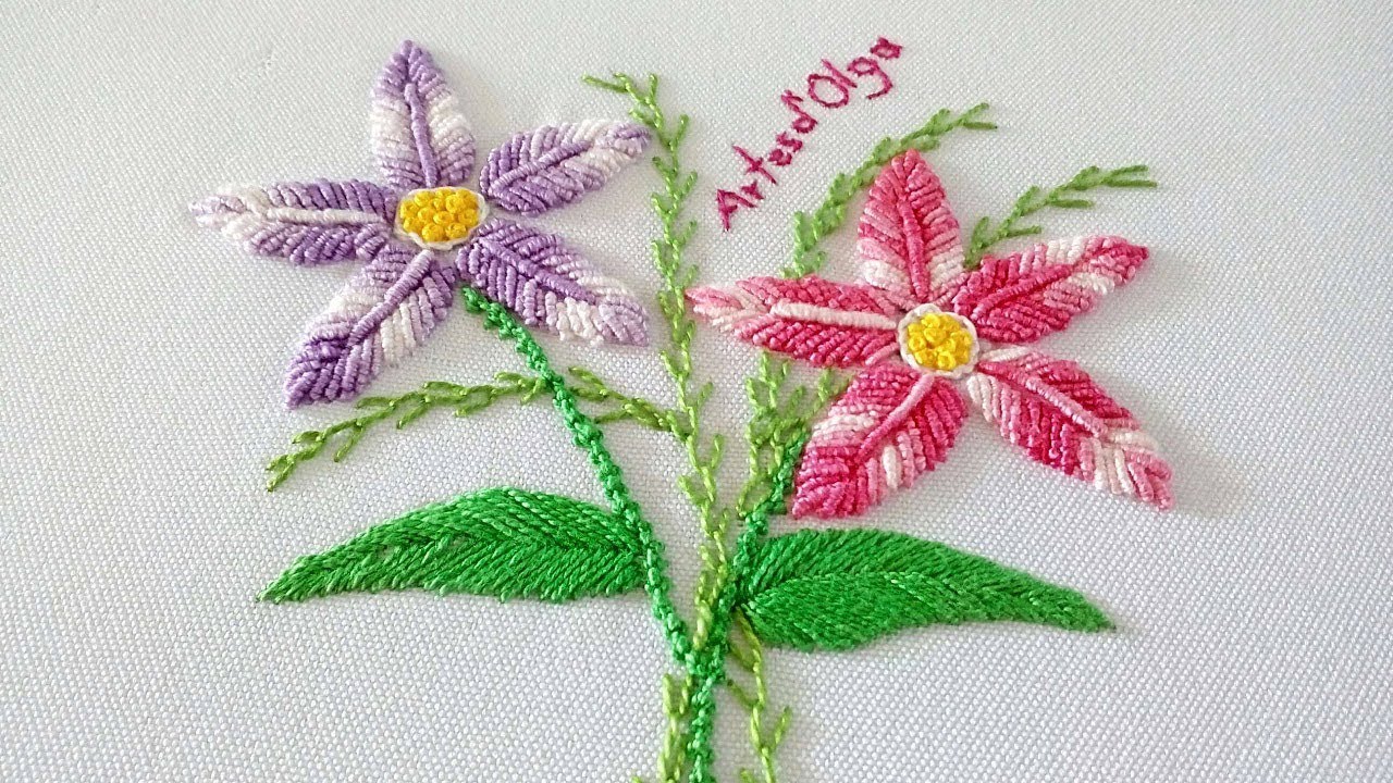Bordado a mano paso a paso: Flores en punto rococo | Artesd'Olga