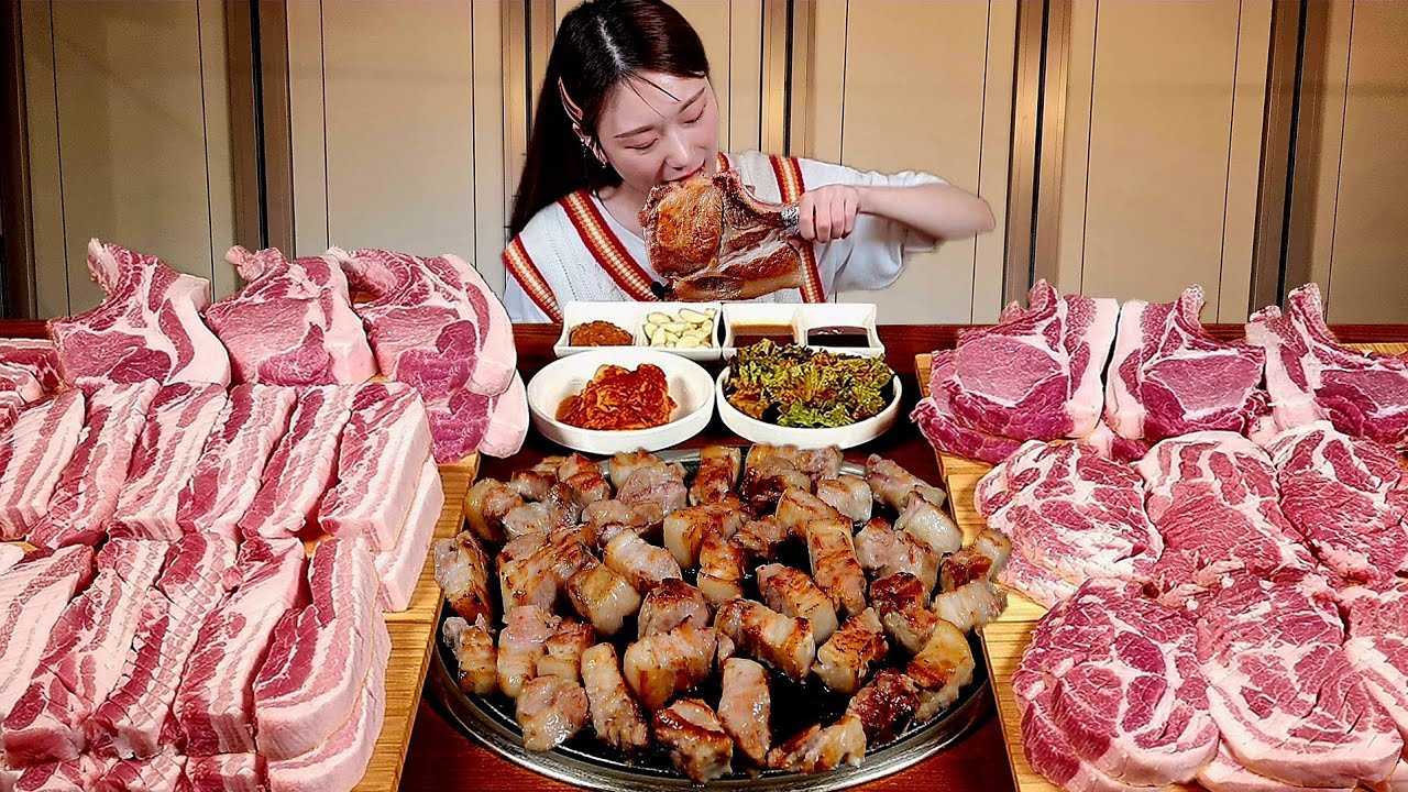 한돈 3kg 부셔버렸습니다👍🏻 삼겹살 목살 돈마호크 리얼먹방 :) I'll try 3kg of pork 🥓