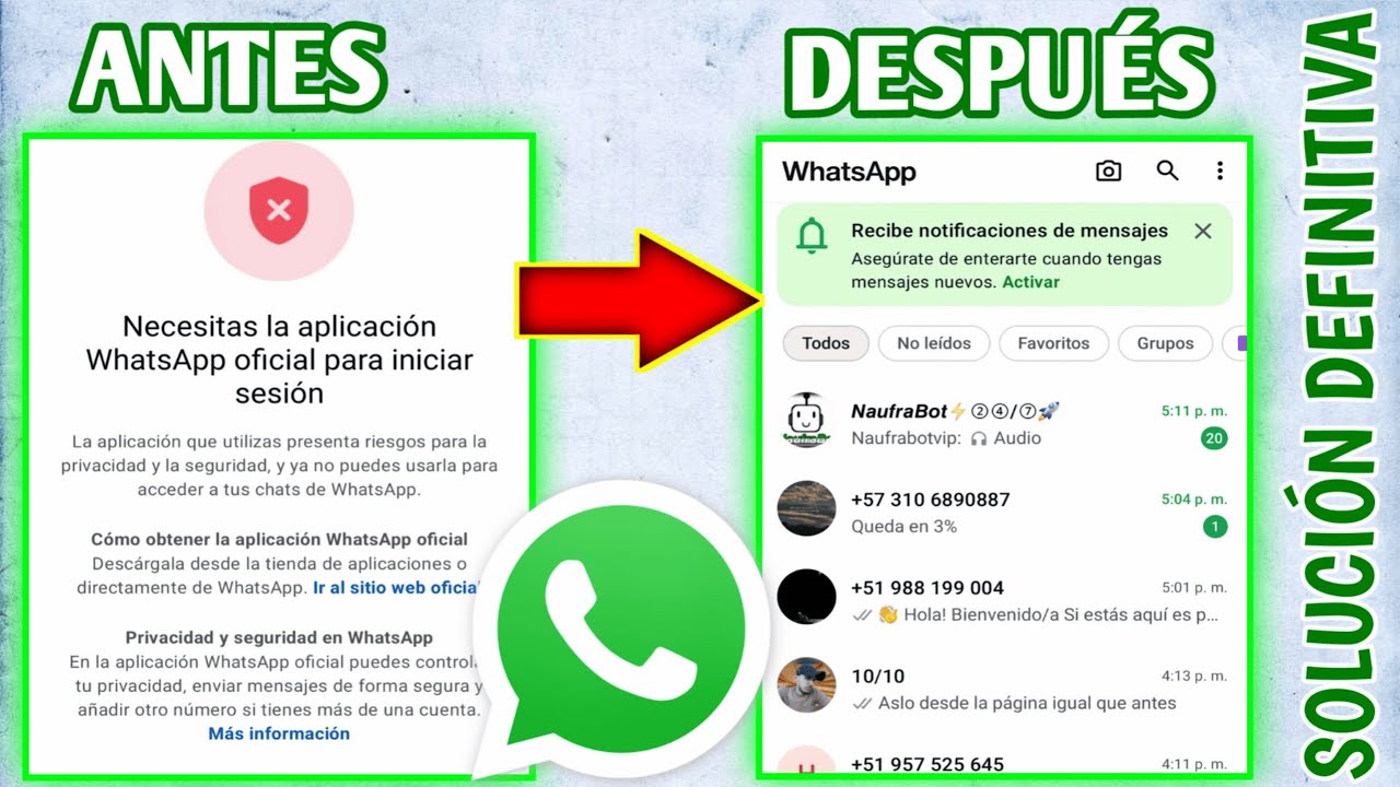 Nesecitas la aplicaci&oacute;n oficial de Whatsap para iniciar sesi&oacute;n, SOLUCI&Oacute;N en CUALQUIER WhatsApp