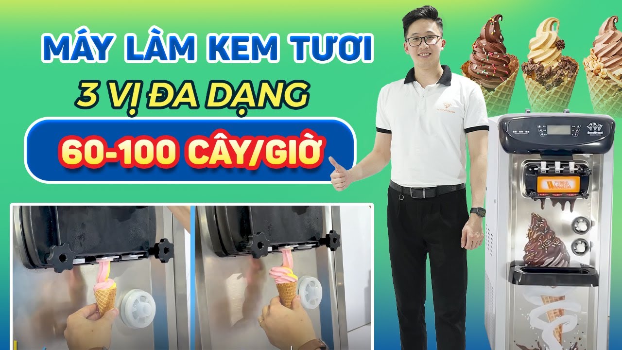 Máy Làm Kem Tươi 3 Vị Giá Rẻ Tận Gốc | 60-100 Cây Kem/Giờ