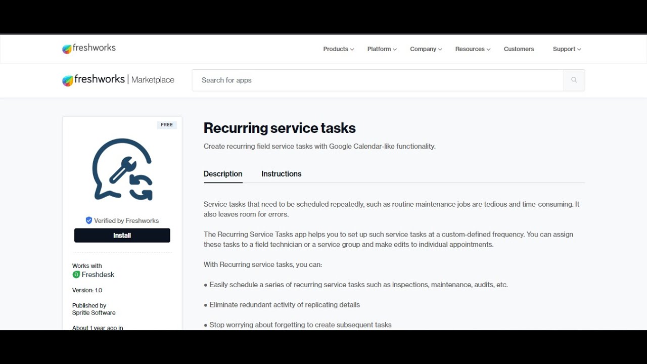 Freshdesk | Recurring service tasks | Freshworks Marketplace