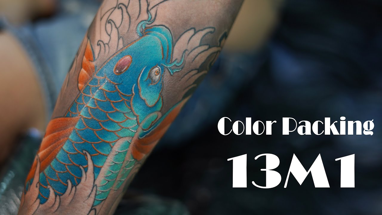 japanese Koi fish - Tattoo Real Time | color packing - ລົງສີປາຄາບ [ลงสีปลาคาฟ] - ep3