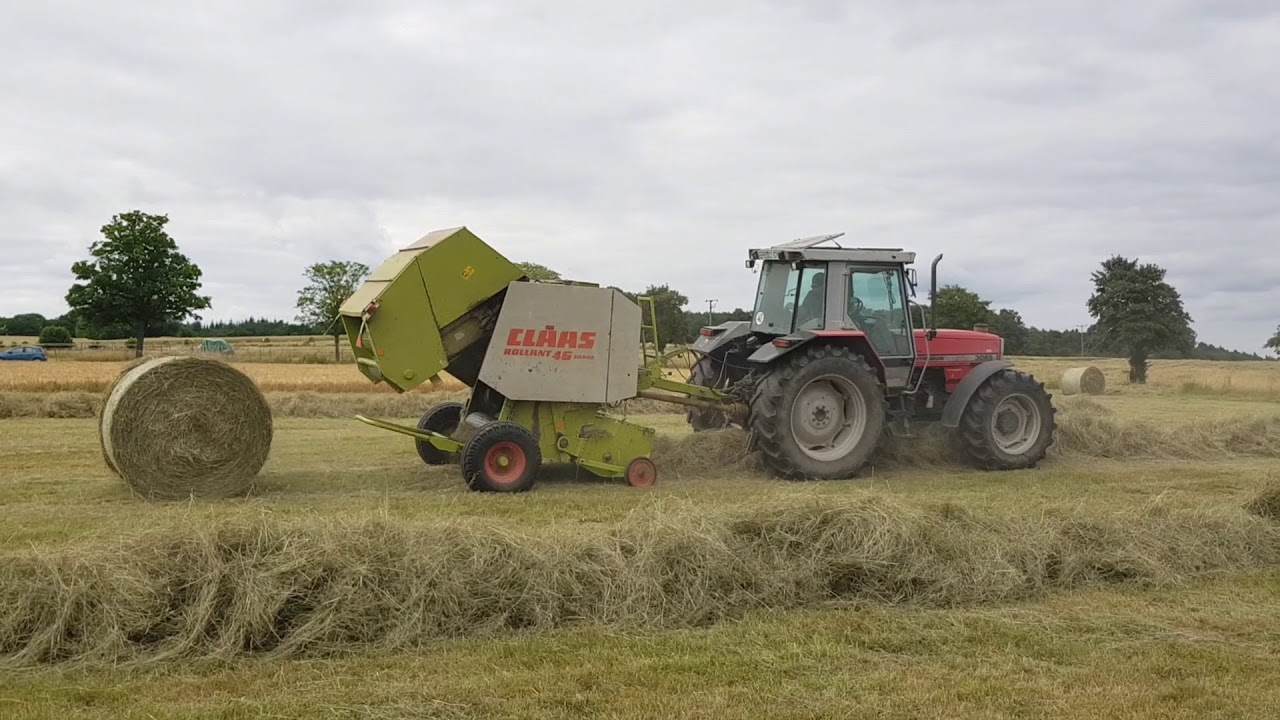 Heuernte 2018 Rundballenpressen mit Massey Ferguson 3085 und Claas Rolland 46