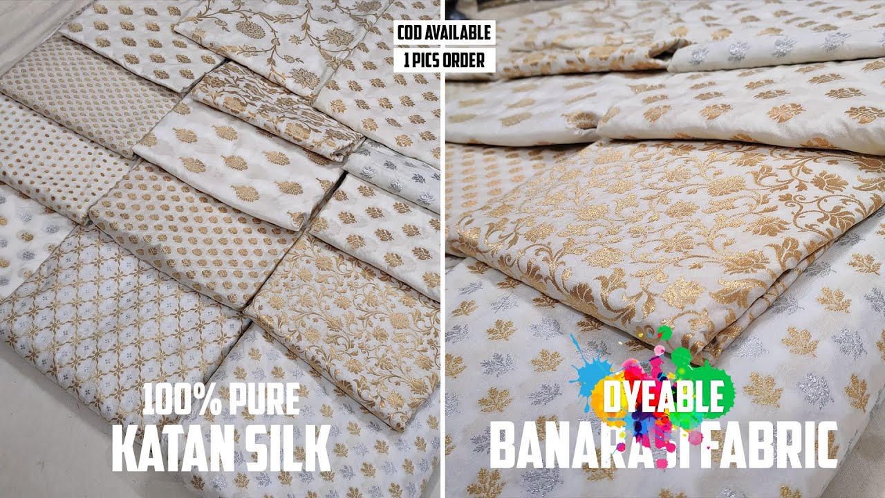 Dyeable 100% Pure Katan Silk Banarasi Fabric Material