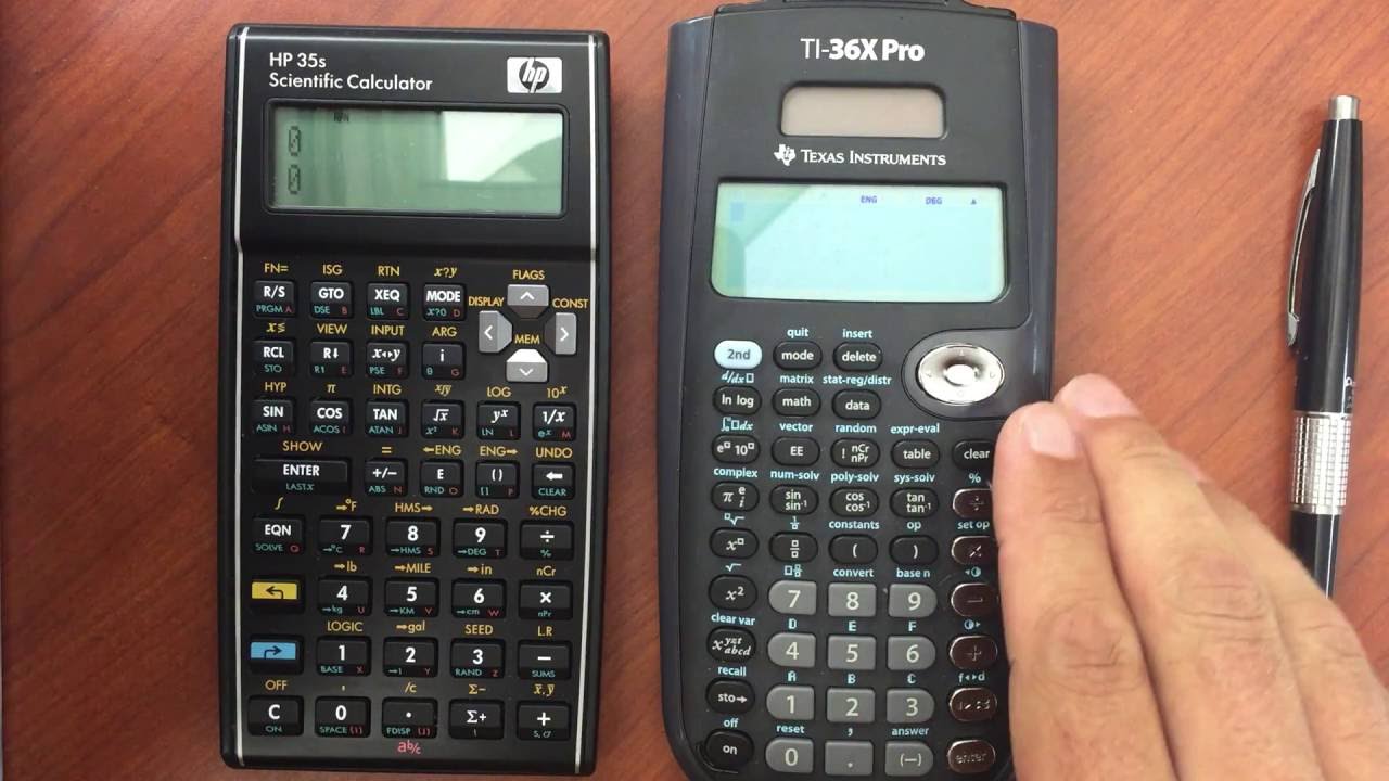 HP 35s vs TI 36X Pro Feature Comparison