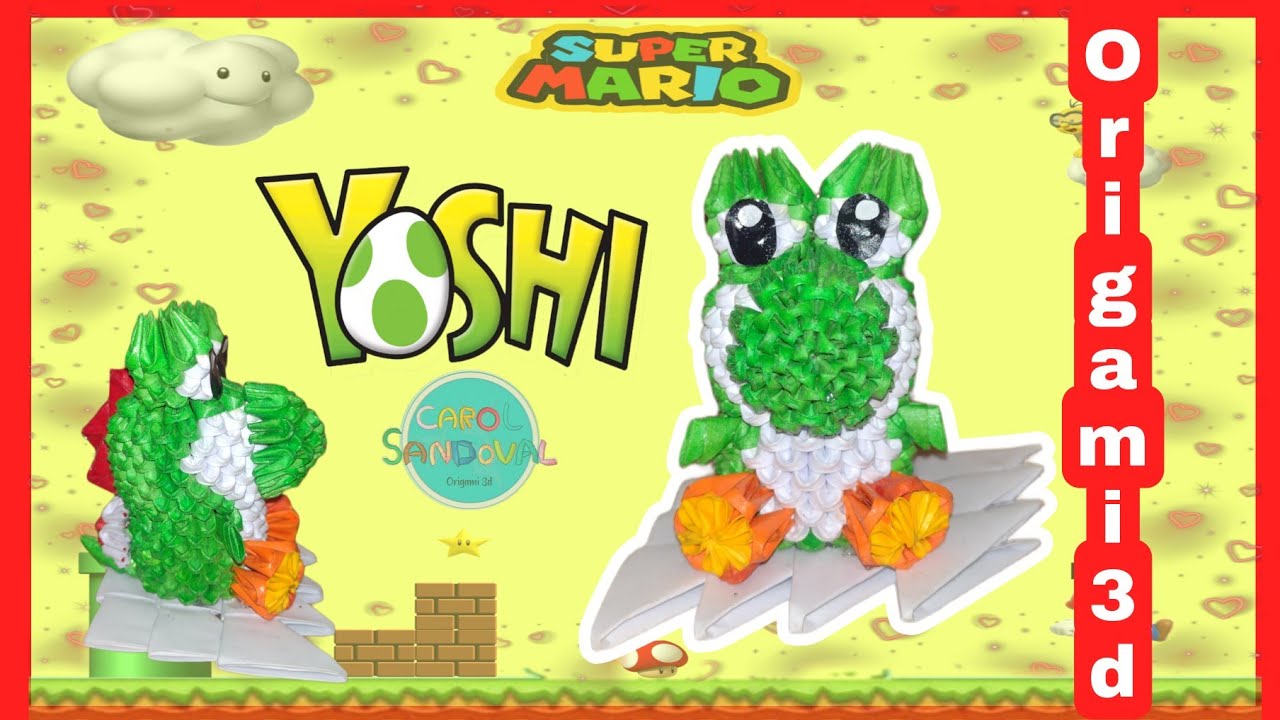 Cómo hacer a Yoshi de Mario Bros en origami 3D 💚 nivel 🔥| Carol Sandoval