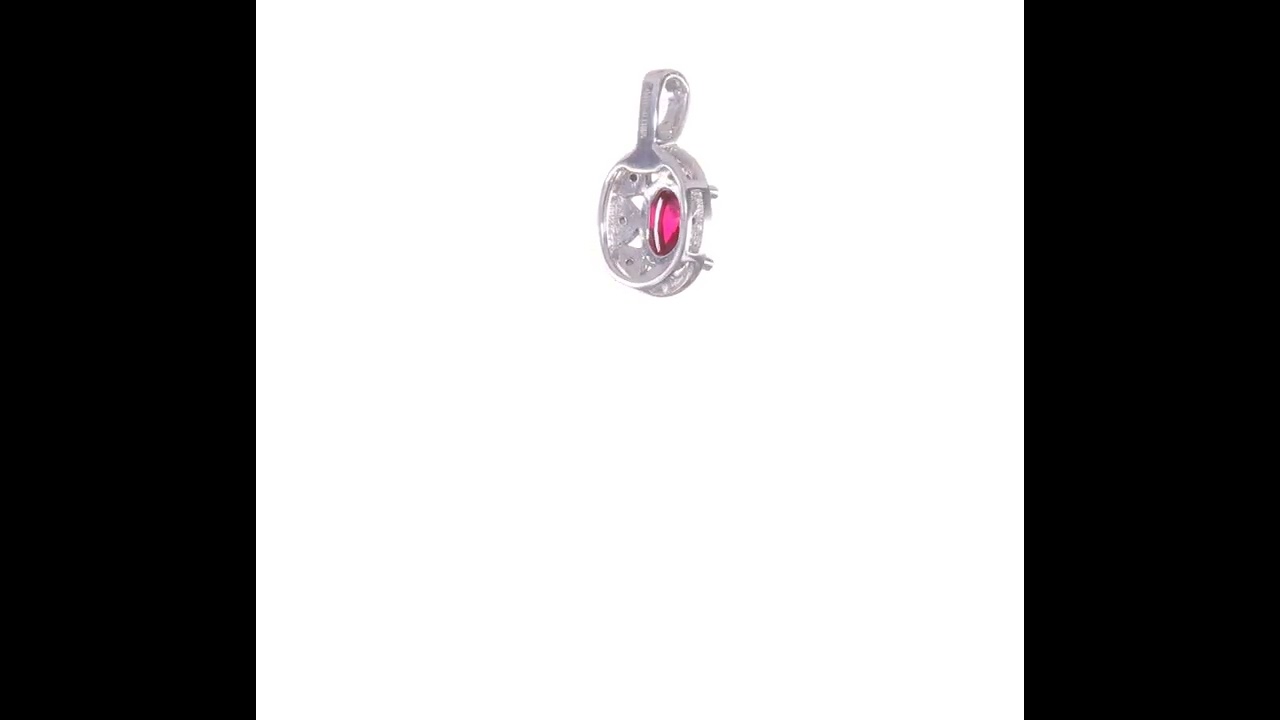 Sterling Silver Rhodium-plated Diamond & Created Ruby Pendant