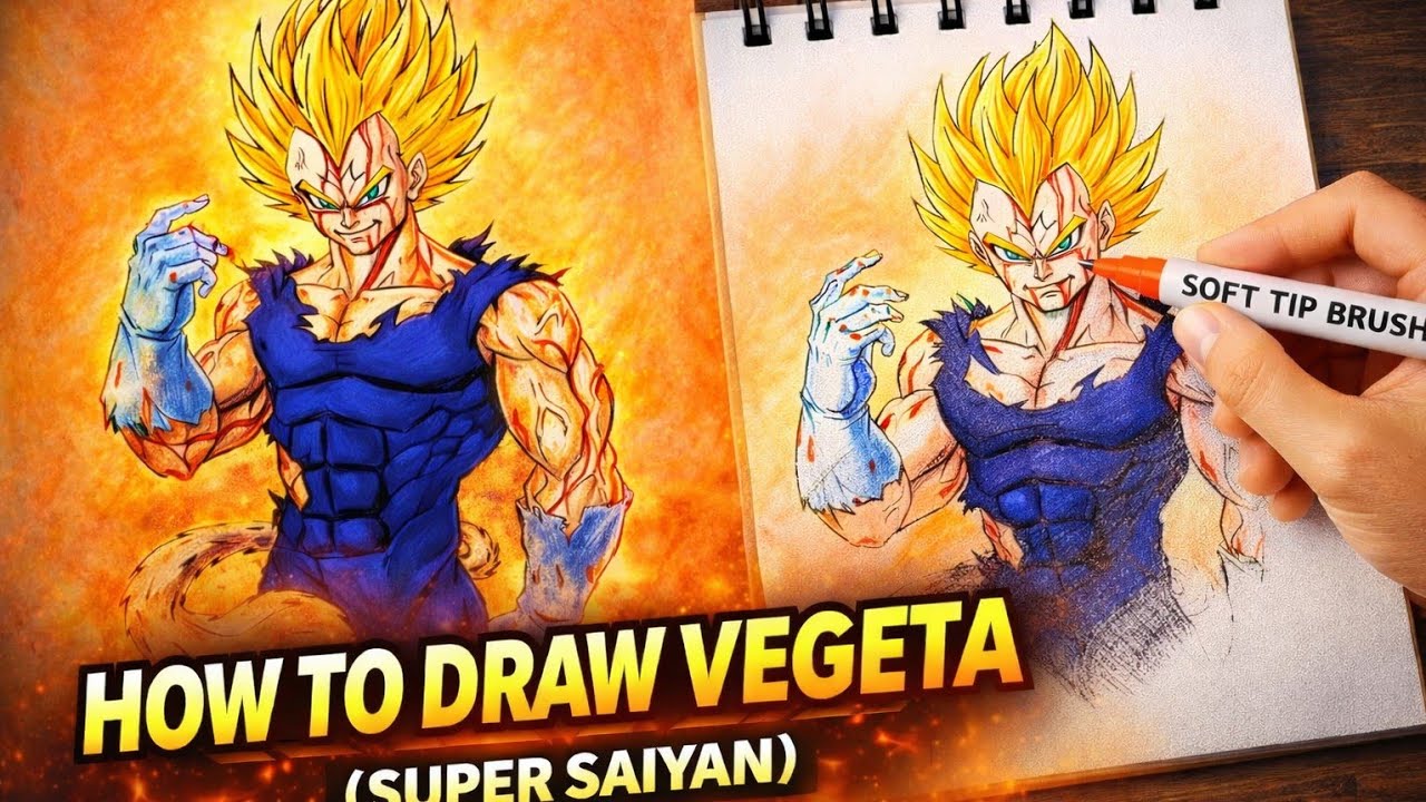HOW to draw Majin vegeta ssj2 |Anime Drawing 