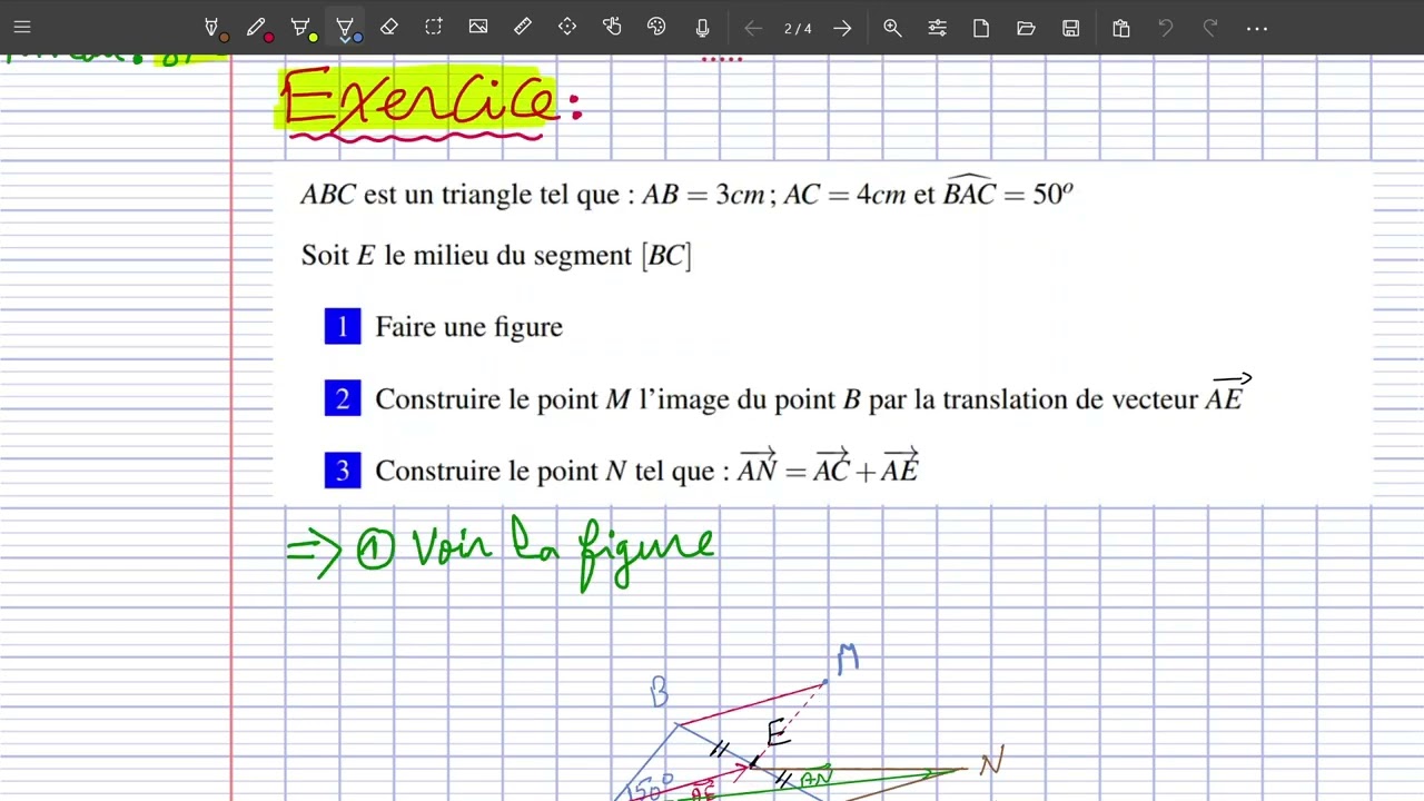 Exercice (Vecteurs et Translation- المتجهات و الازاحة) #3ac #3apic #vecteurs  #3ème_année_collège