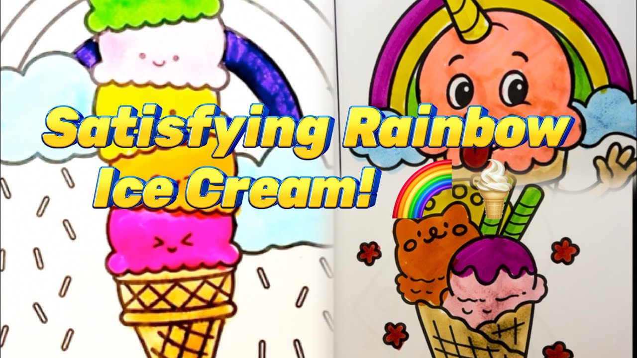 Satisfying Rainbow Ice Cream Coloring 🌈🍦 | Relaxing Art