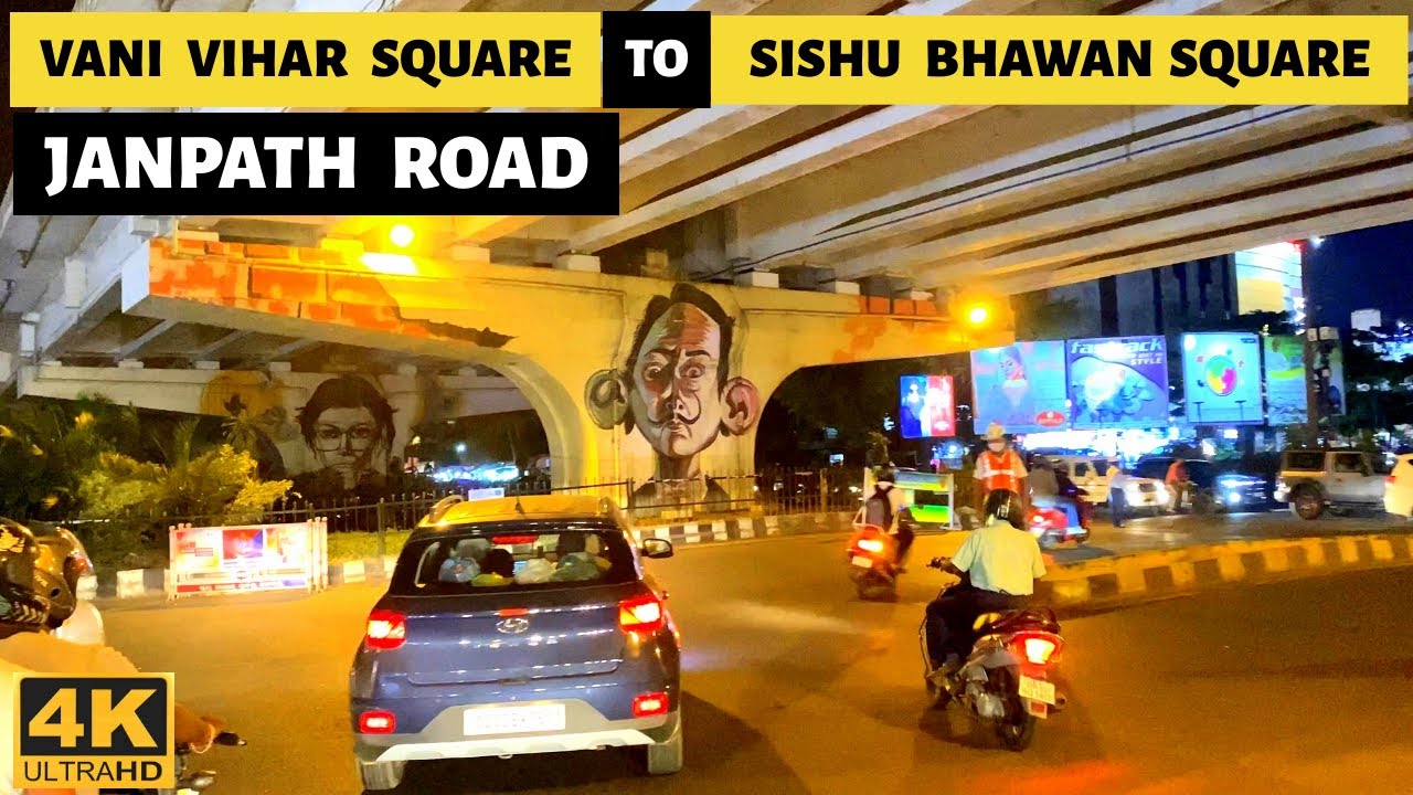 Bhubaneswar: [4K] Night Drive | Janpath Road | VaniVihar Square to Sishu Bhawan Square | Busy Street