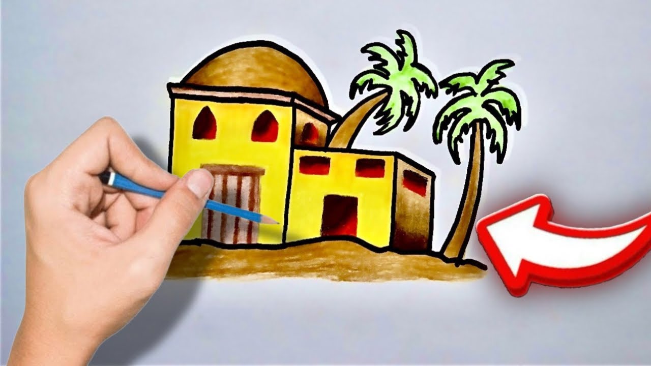 رسم بيوت تراثيه | رسم بيت تراثي
