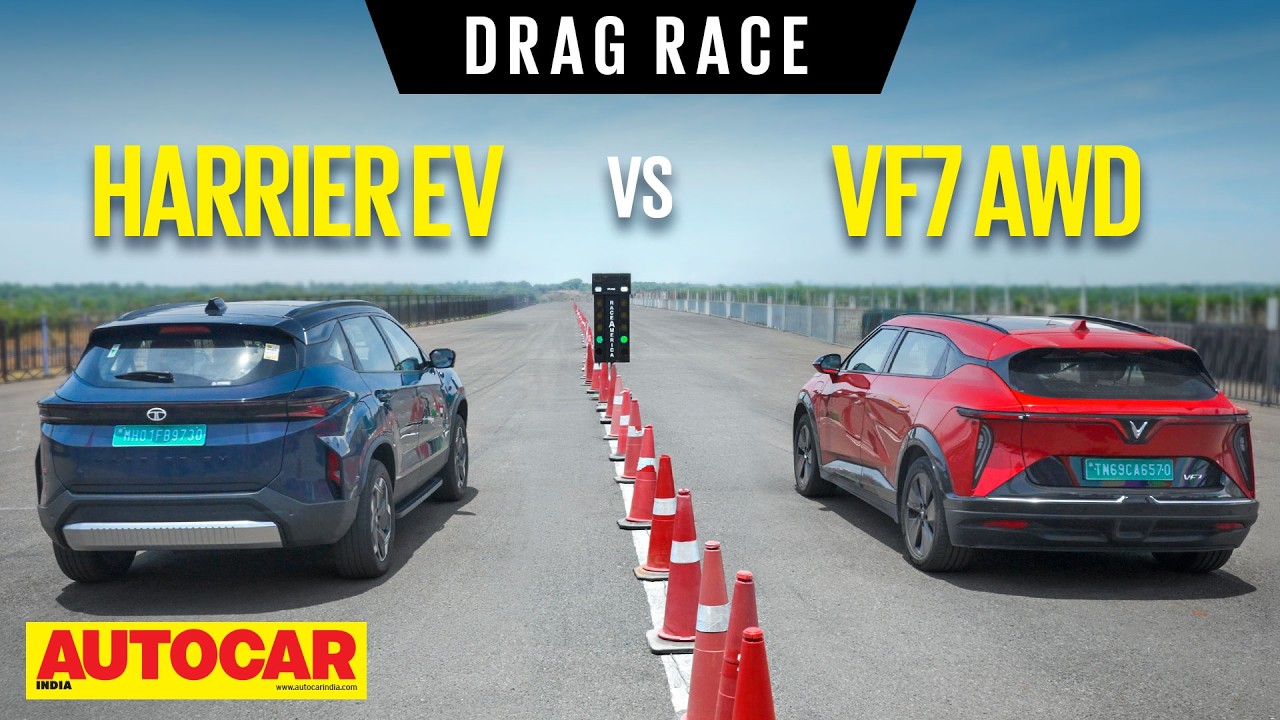 Drag Race: Tata Harrier EV vs Vinfast VF7 - Large and charged | Autocar India