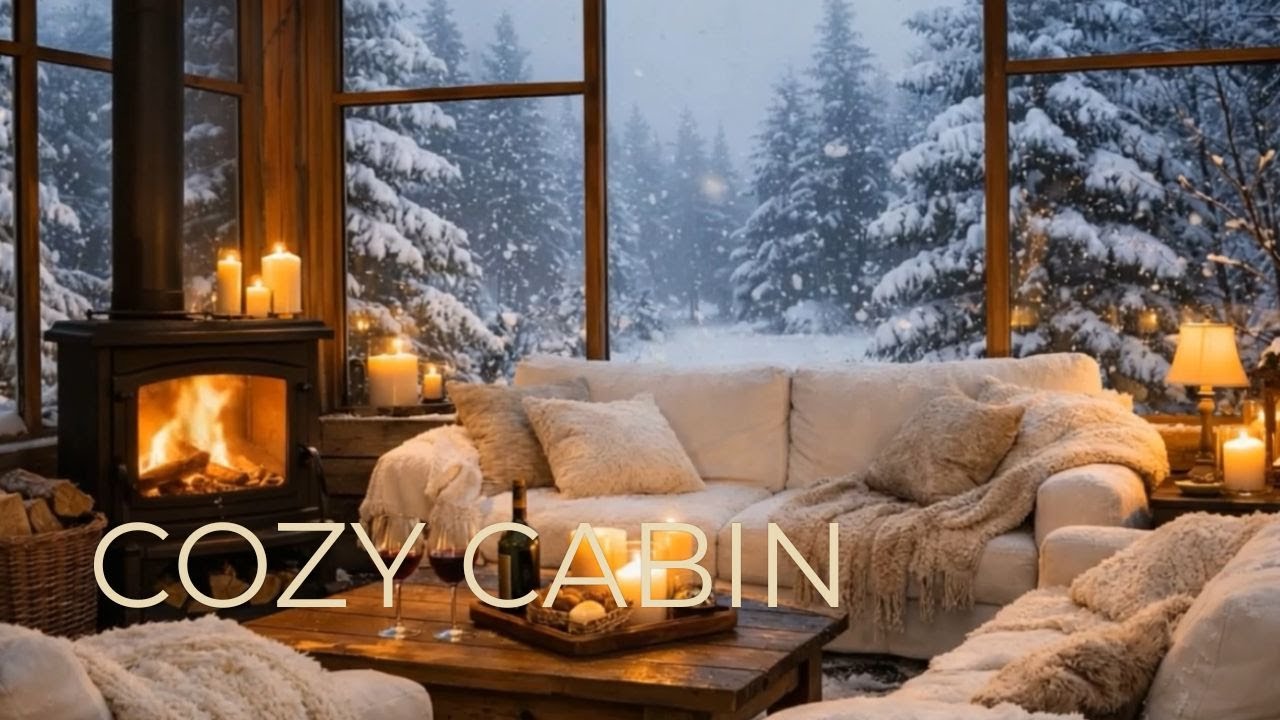 Cozy Cabin Fireplace 🔥 Relaxing Piano Ambience | 8 Hours