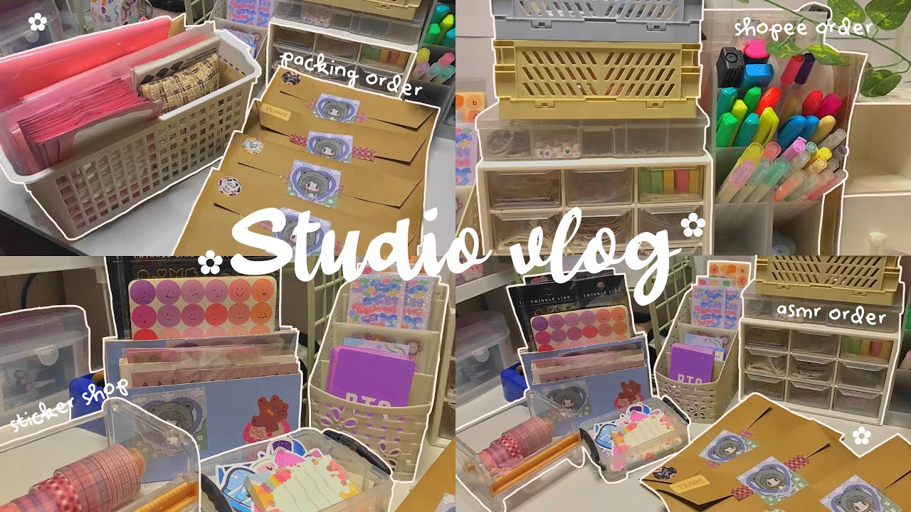 studio diaries ep96 ASMR packing orders, small business, sticker shop (philippines)