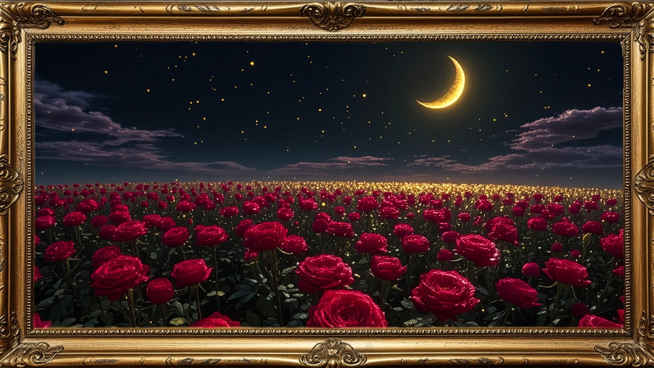 Dreamy Rose Garden at Night 🌙 Valentine's Day Ambiance with Shooting Stars | 4K TV Art | 3 Hours