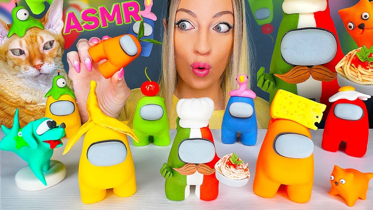 ASMR EATING EDIBLE AMONG US, IMPOSTORS, IMPASTA, 먹을 수 있는, 케이크 (CAKE, DESSERT, SWEET FOOD) MUKBANG 먹방