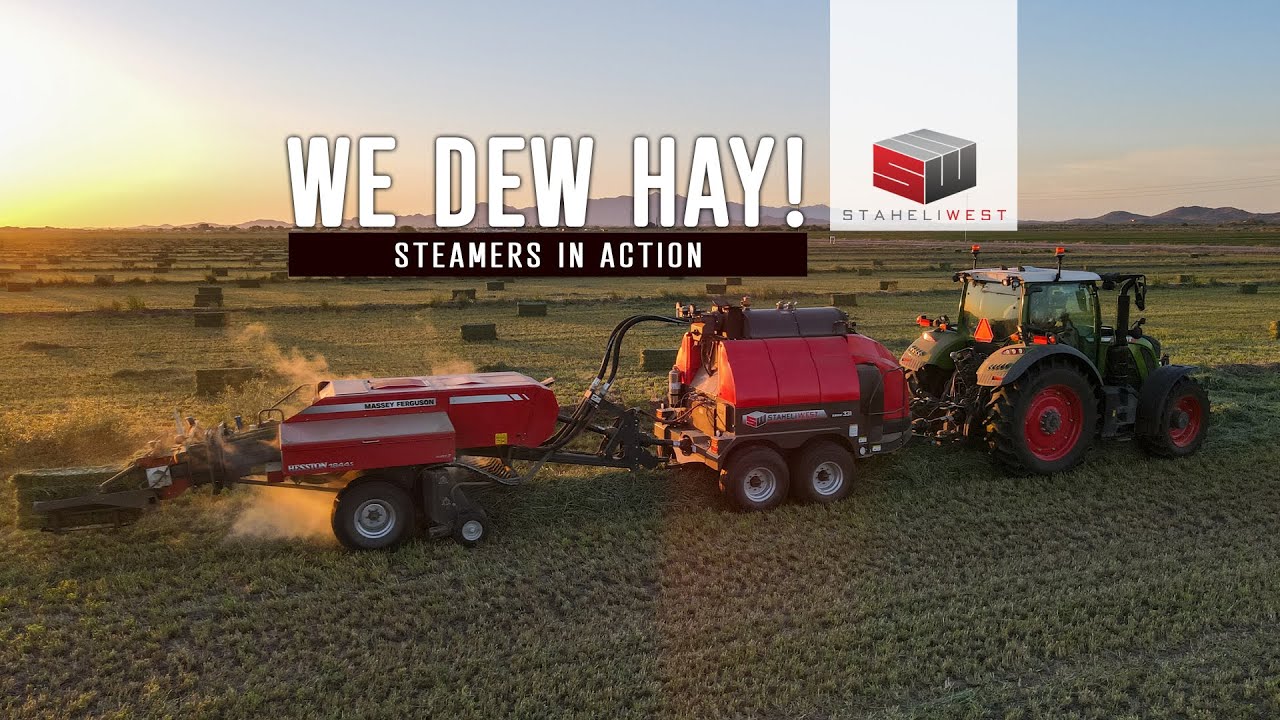 Staheli West Hay Steamers in Action Steaming Hay while Baling