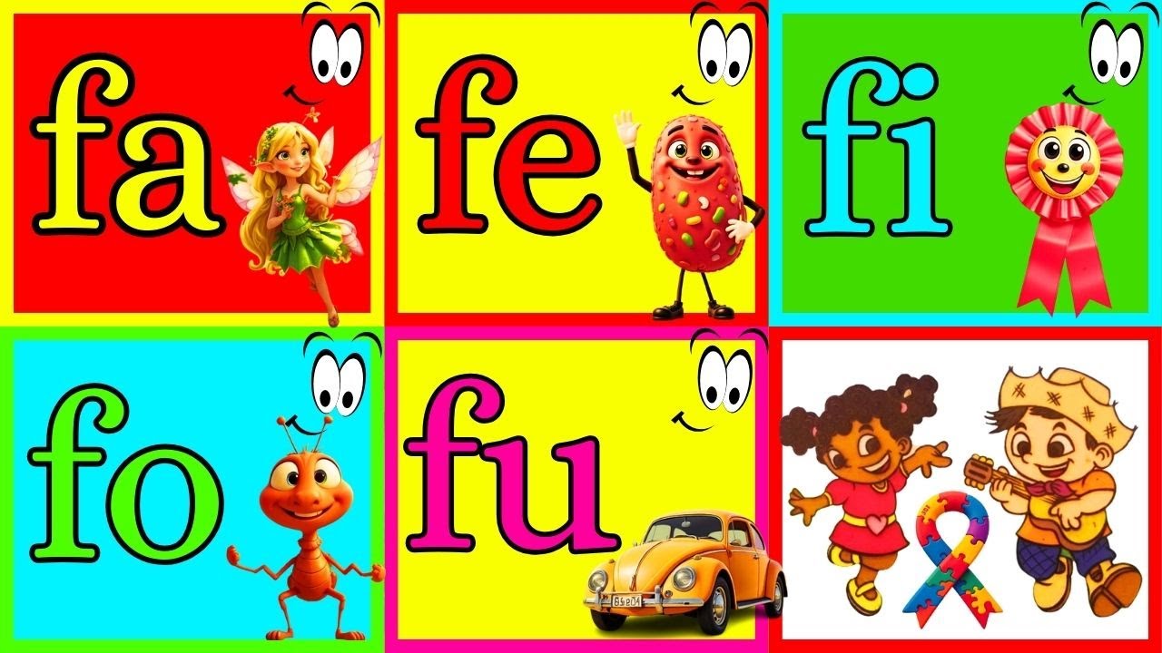 APRENDENDO AS SÍLABAS: FA FE FI FO FU / EM LETRAS MINÚSCULAS /  VÍDEOS EDUCATIVOS PARA CRIANÇAS