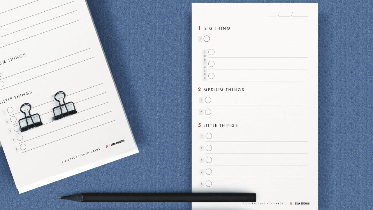 1-2-5 Daily Productivity Cards: The Easiest Way to Accomplish Your Tasks Each Day