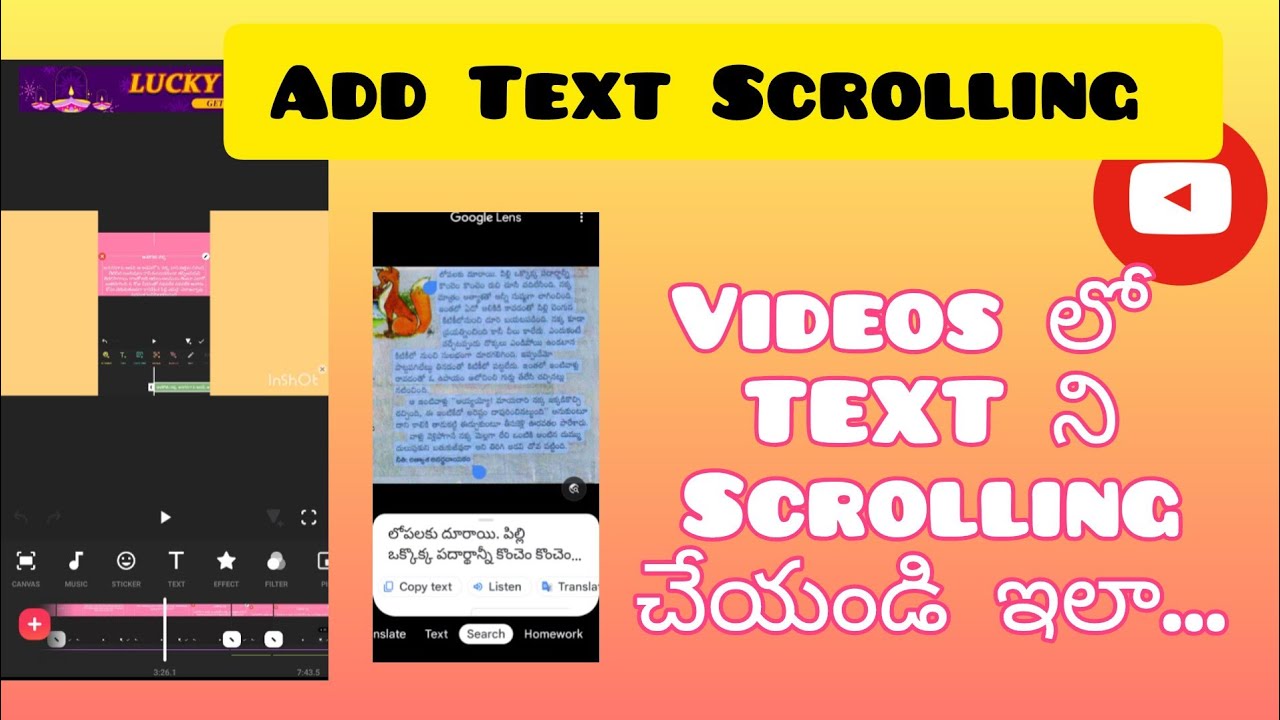 How to Add scrolling Text on videos | scroll Text In In lnshot App తెలుగులో #textscrolling