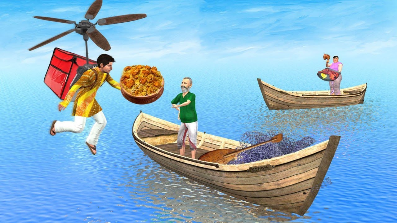 Flying Food Delivery Wala Chicken Mutton Biryani  Street Food Hindi Kahaniya Hindi Moral Stories