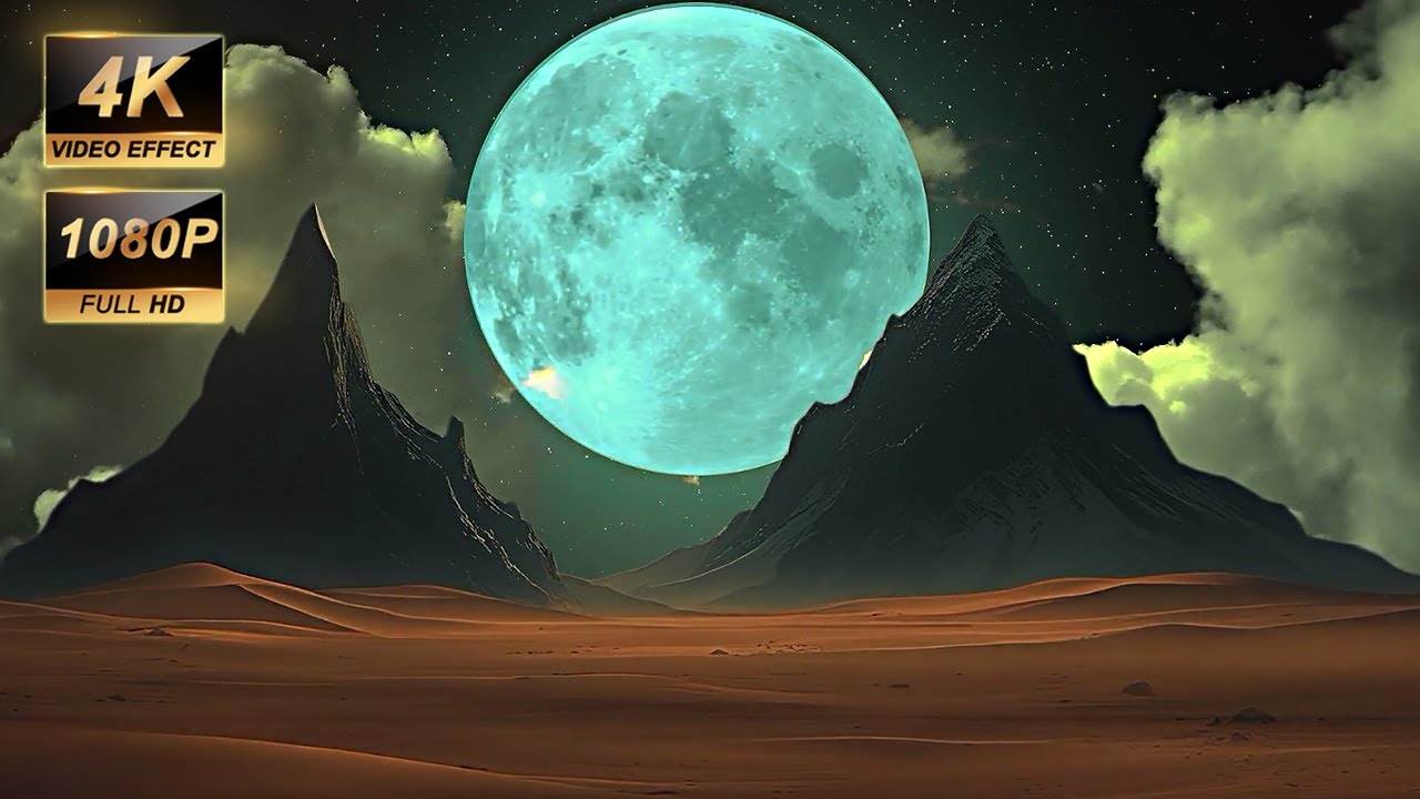 4K Epic Moonrise Over Alien Desert  Cinematic Sci Fi Landscape in Full HD