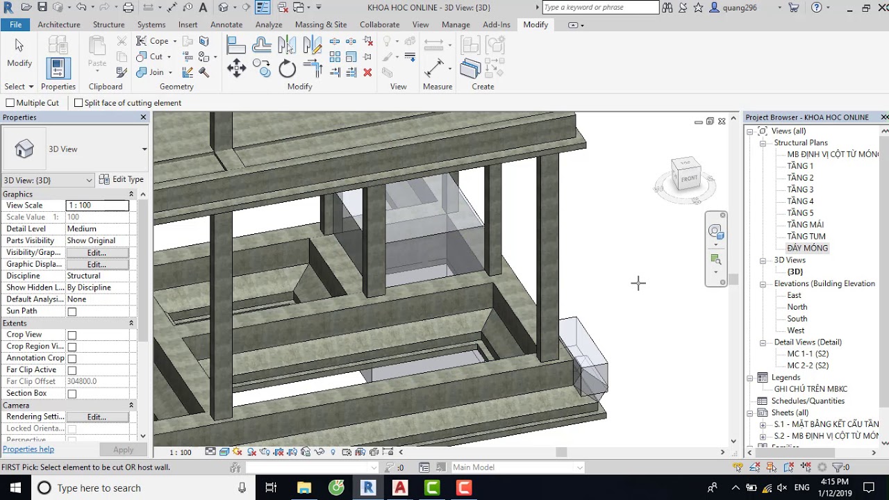 Bài 41 Hướng dẫn sử dụng công cụ Massing trong Revit để cắt phần thừa đối tượng