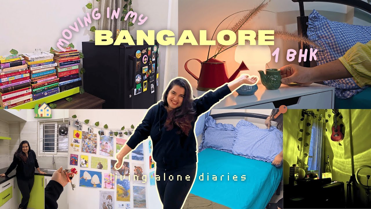 My 1bhk Apartment Tour In Bangalore 🏠|| Moving In Vlog 🔑 || *Living Alone In Bangalore* 📦🪴