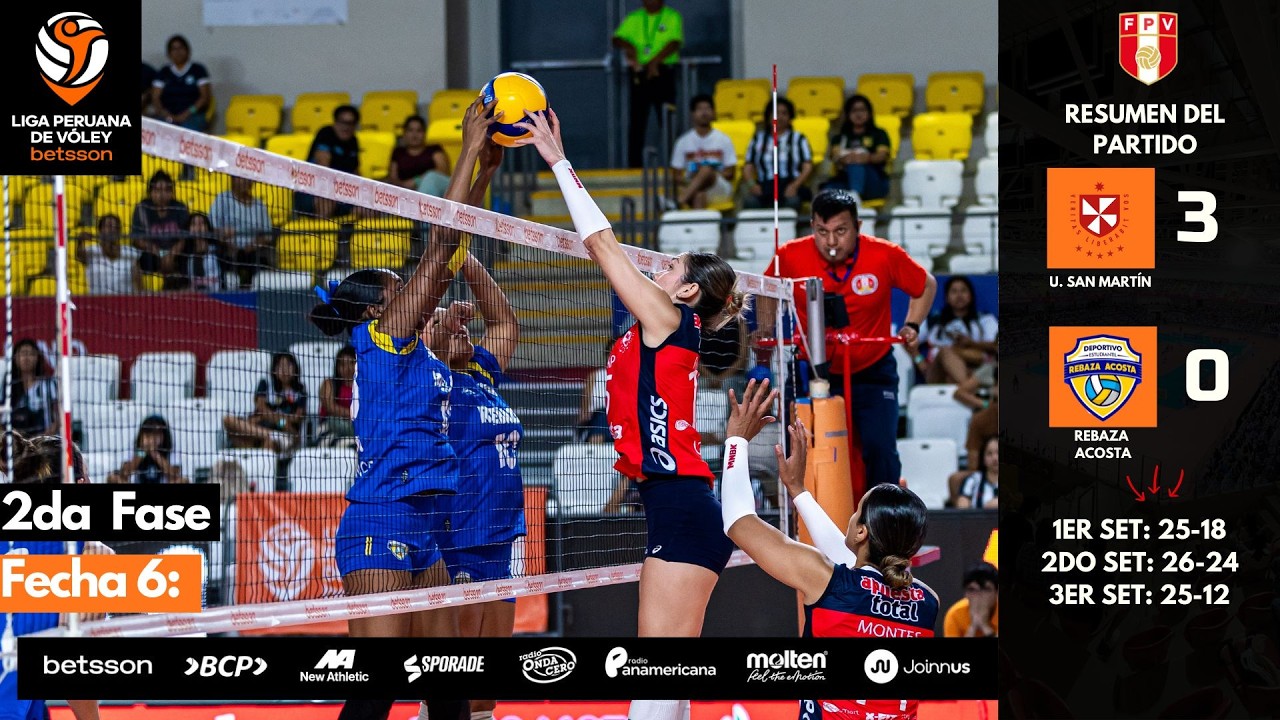 Liga Peruana de Vóley Betsson - 2da Fase /Fecha 6: #universidadsanmartin 3-0 #rebazaacosta