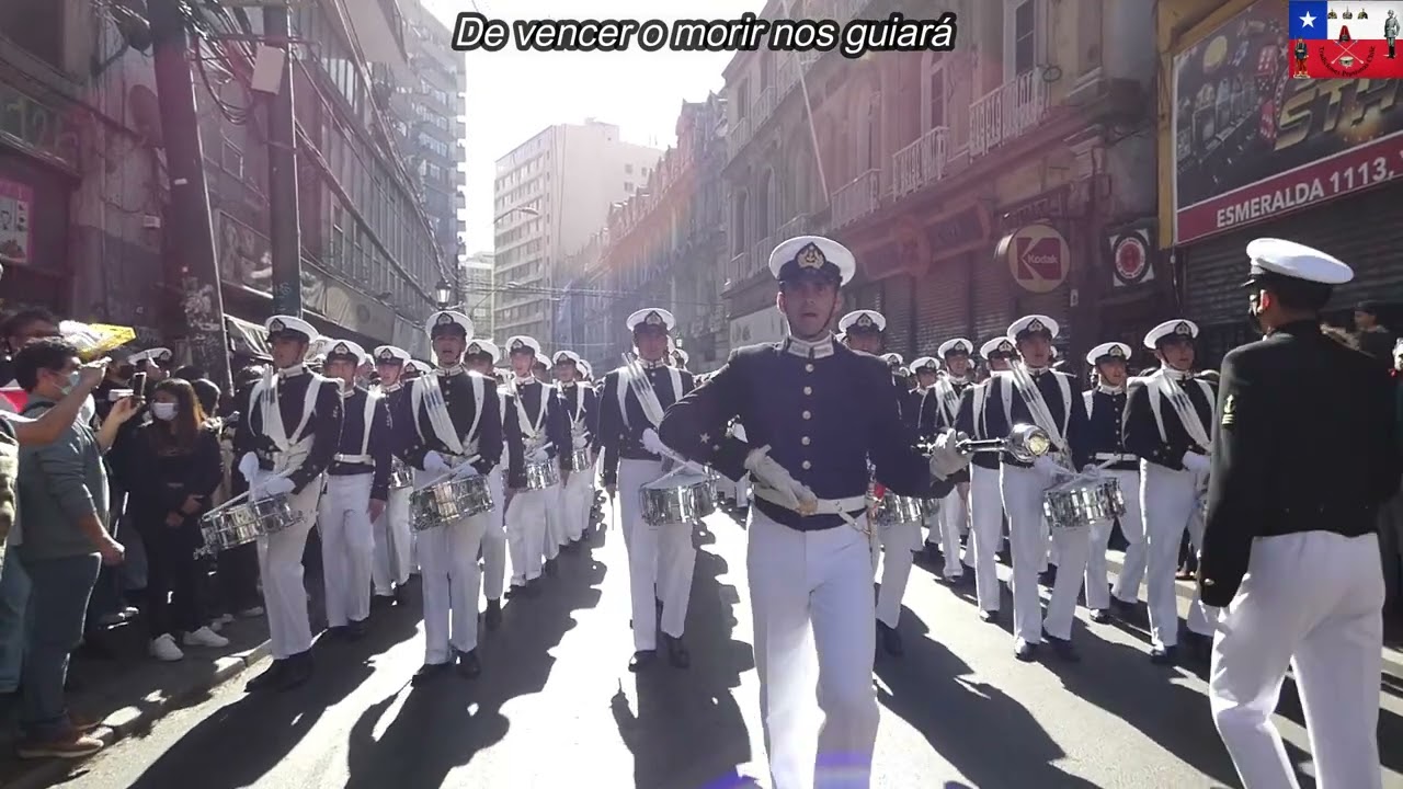 Glorias Navales 2022: Escuela Naval Arturo Prat Inicio del Pasacalle por Valparaíso