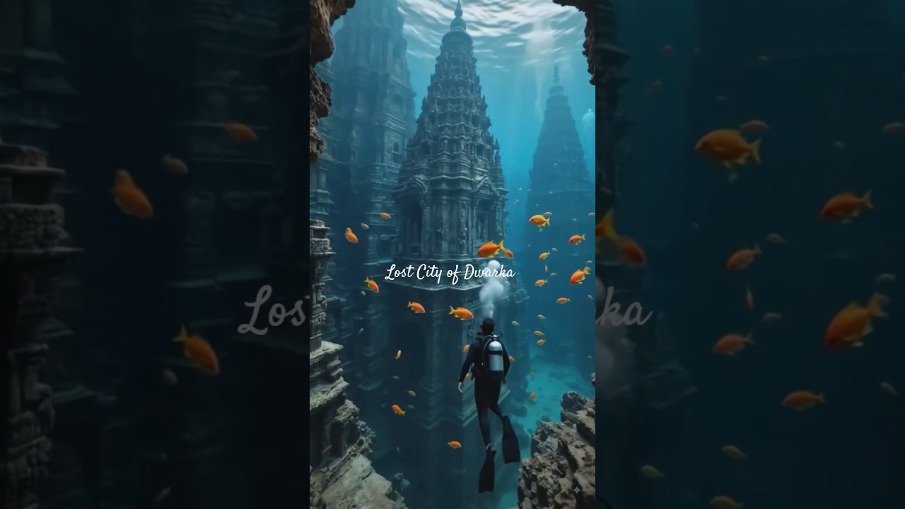 Lost City of Dwarka🦚 🌊|| Underwear Dwarka|| #shrikrishna #dwarka #underwaterdwarka #krishna #shorts