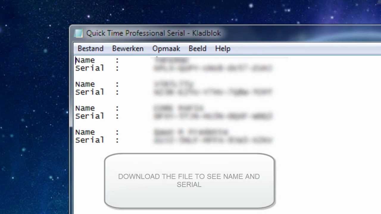 QUICK TIME PRO 7 SERIALS FREE DOWNLOAD