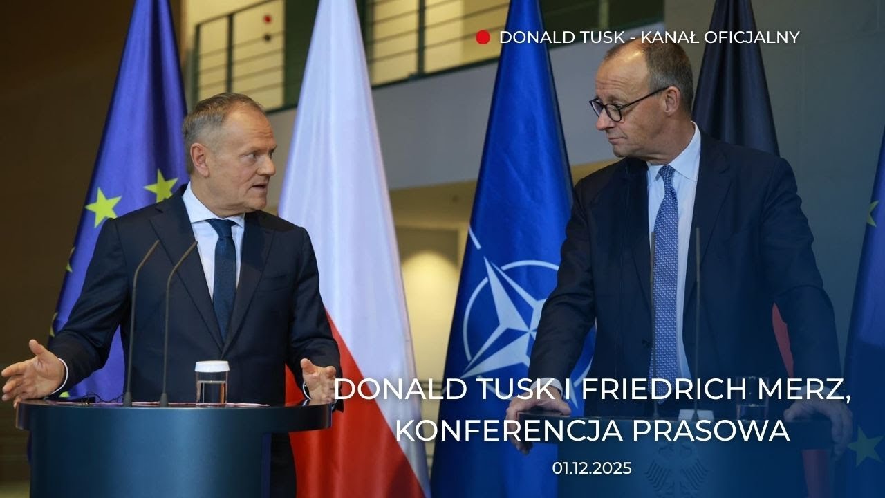 Donald Tusk i Friedrich Merz, konferencja prasowa, Berlin, 01.12.2025