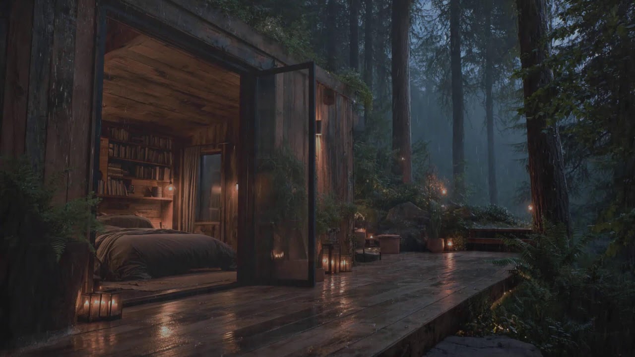 🌧️Rainy Night in a Forest Cabin Calming Rain Sounds for Deep Sleep & Relaxation