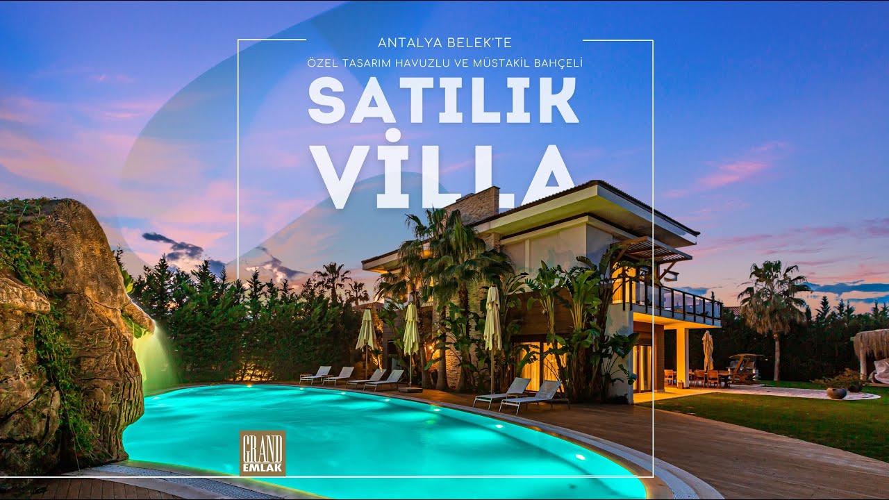ANTALYA BELEK'TE ÖZEL TASARIM HAVUZLU VE MÜSTAKİL BAHÇELİ ULTRA LÜKS SATILIK VİLLA