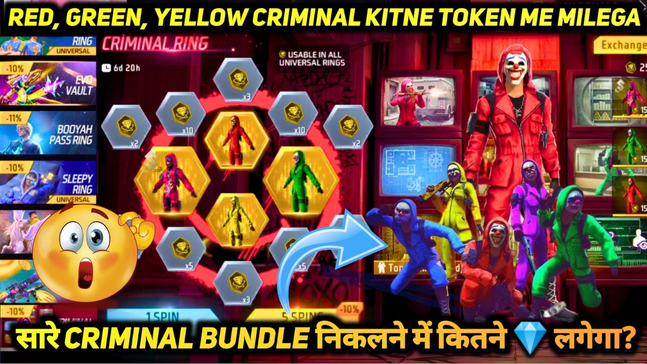 RED TOP CRIMINAL BUNDLE YELLOW GREEN KITNE TOKEN MEIN NIKALEGA | NEON CRIMINAL KITNA DIAMOND LAGEGA