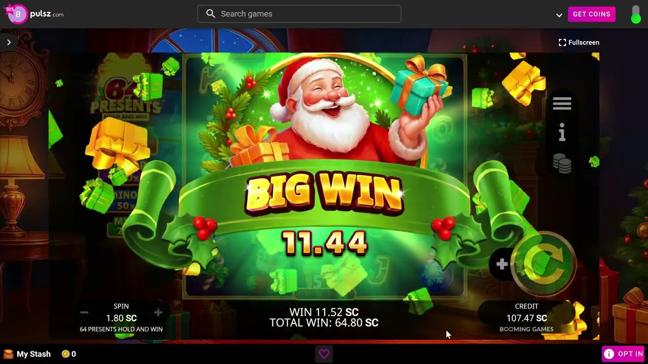 В поисках выигрыша на Pulsz.com, Hot Chilli Bells 100, 64 Presents и 4 Pots Riches 12/11/25 
