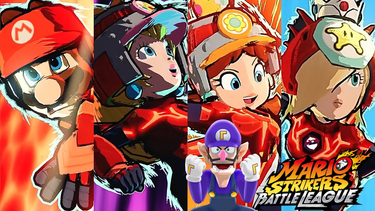Mario Strikers Battle League Mario Peach Daisy and Rosalina Gameplay at Urban Rooftop
