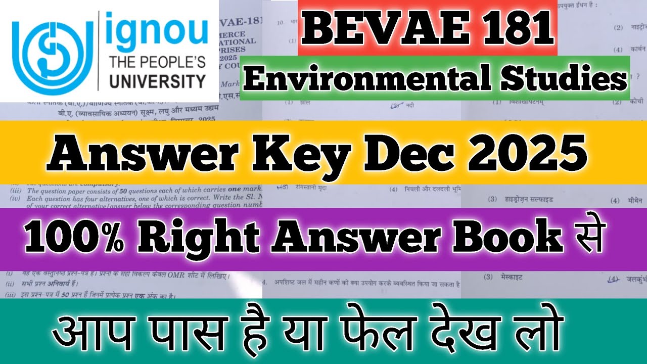 BEVAE 181 Answer key 2025 BEVAE 181 Answer key December 2025 BEVAE 181 Environmental Studies IGNOU 
