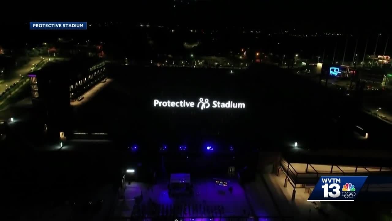 Protective Stadium lights up the Birmingham sky for the first time