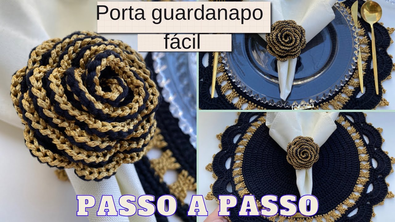 PORTA GUARDANAPOS DE CROCHÊ / FLOR FÁCIL / ROSA DE CROCHÊ ECONÔMICA / PASSO A PASSO